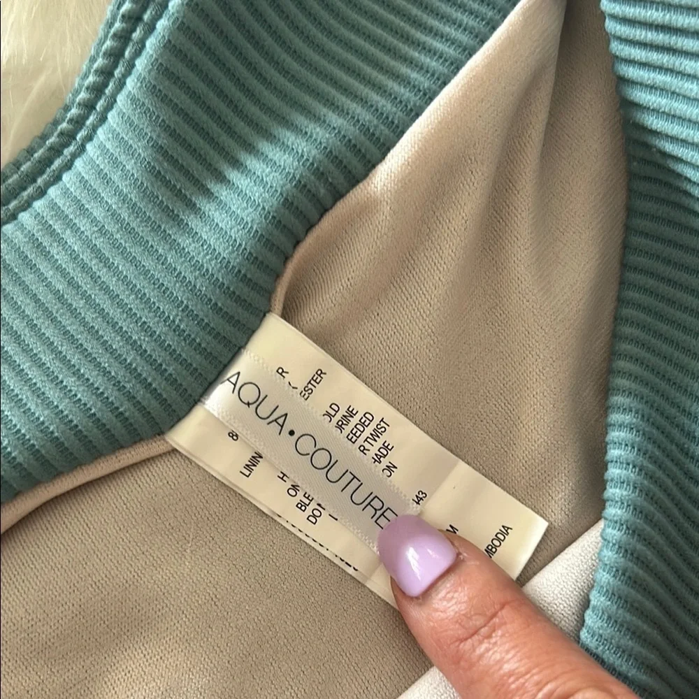 Teal High Waisted Crossover Ribbed Bikini Bottoms Size Medium